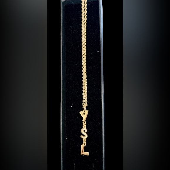 Yves Saint Laurent - 
 Genuine YSL Logo Chain Necklace with Rhinestones - Picture 3 of 6
